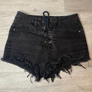 Black Tie-Up Shorts